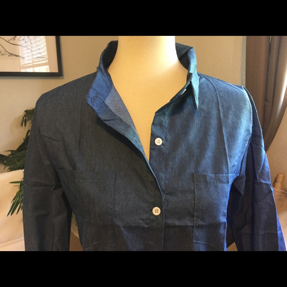 Stylish! Denim Style Shirt Dress - Picture 8 of 8